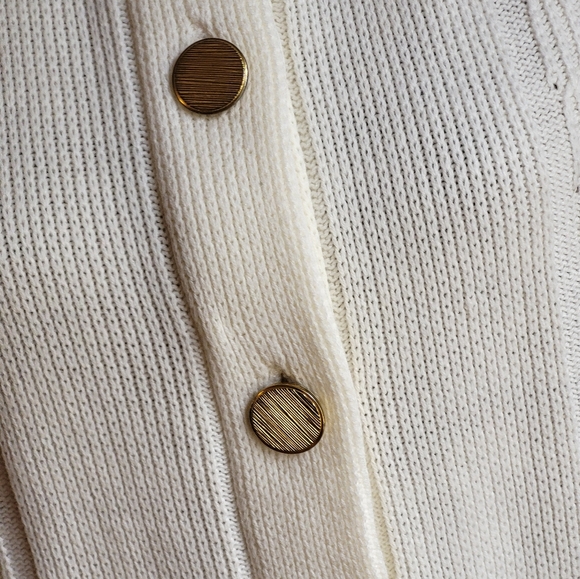 Vintage 70s Acrylic ivory cardigan size medium - Picture 9 of 12